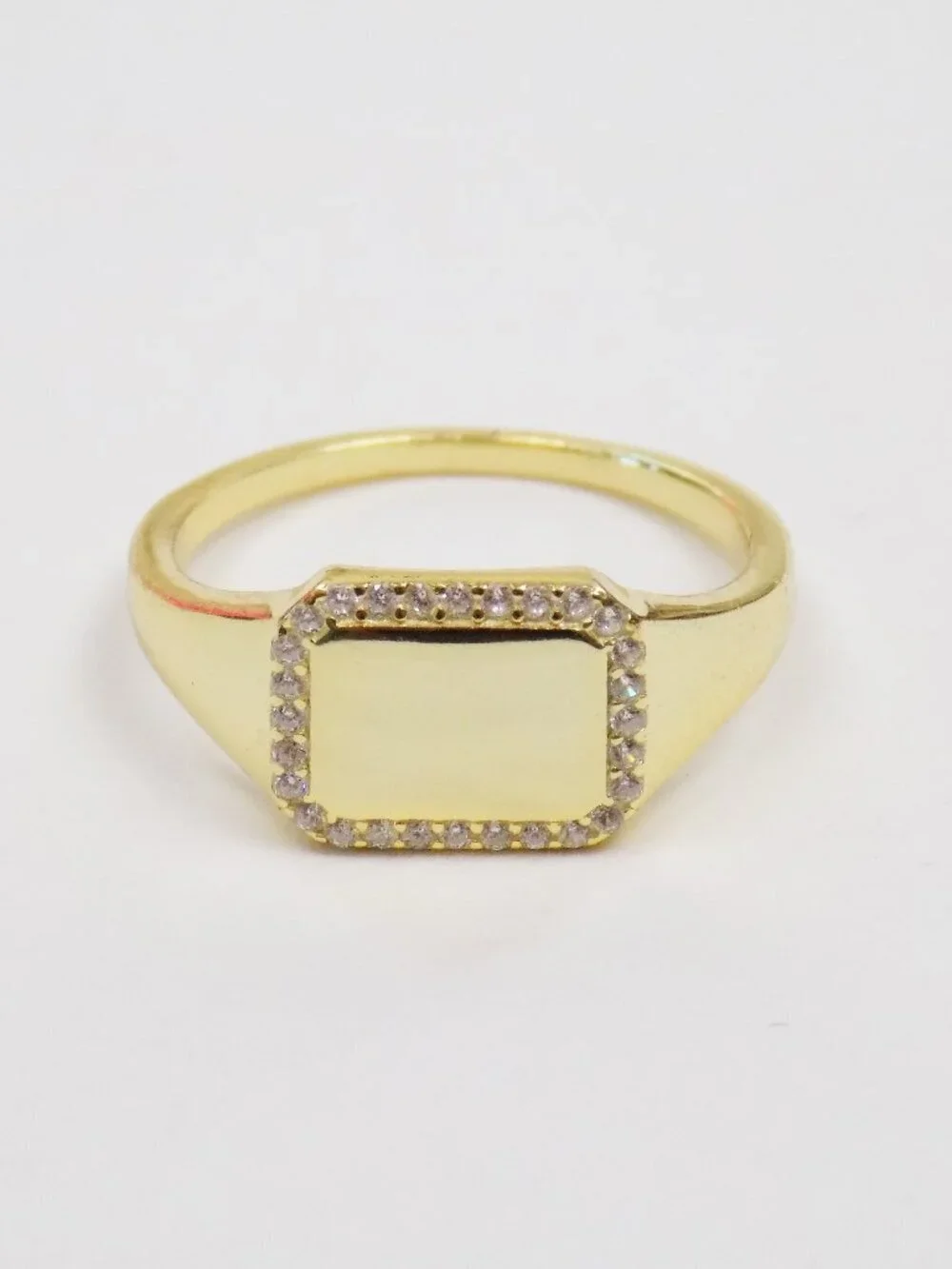 new! sz 7 gold plated over 925 sterling signet ring everyday ring